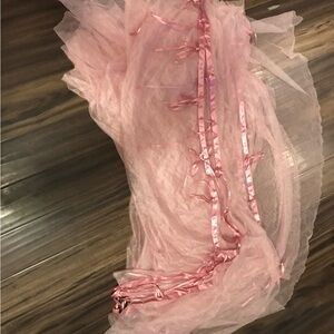 🔥🔥🔥Pink Tulle Fabric with Ribbons for canopy